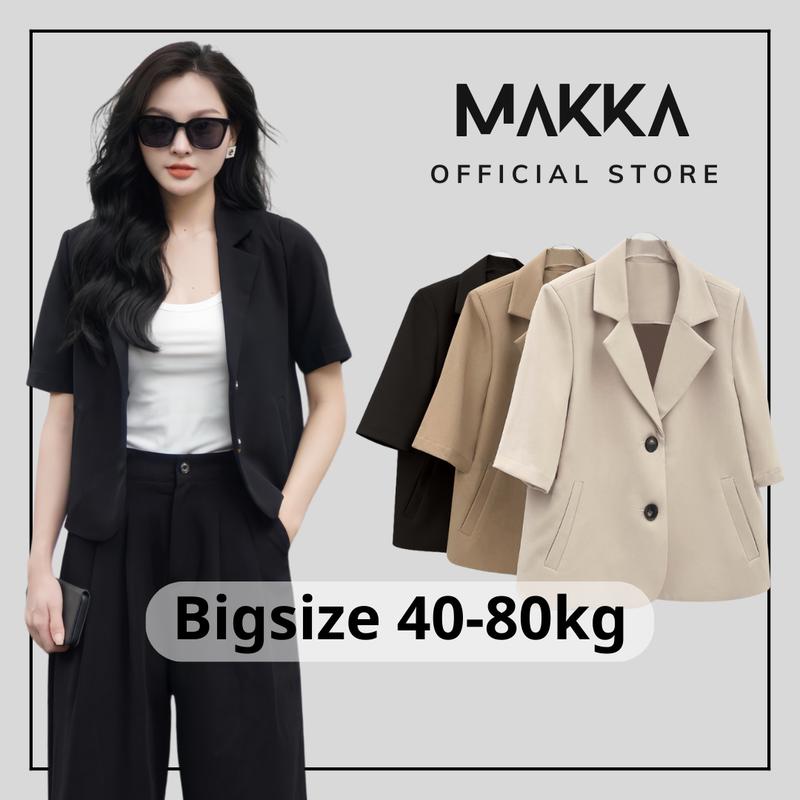 Áo khoác blazer MAKKA áo vest công sở ngắn tay đệm vai đứng form 3002 Jacket Nữ Top Women