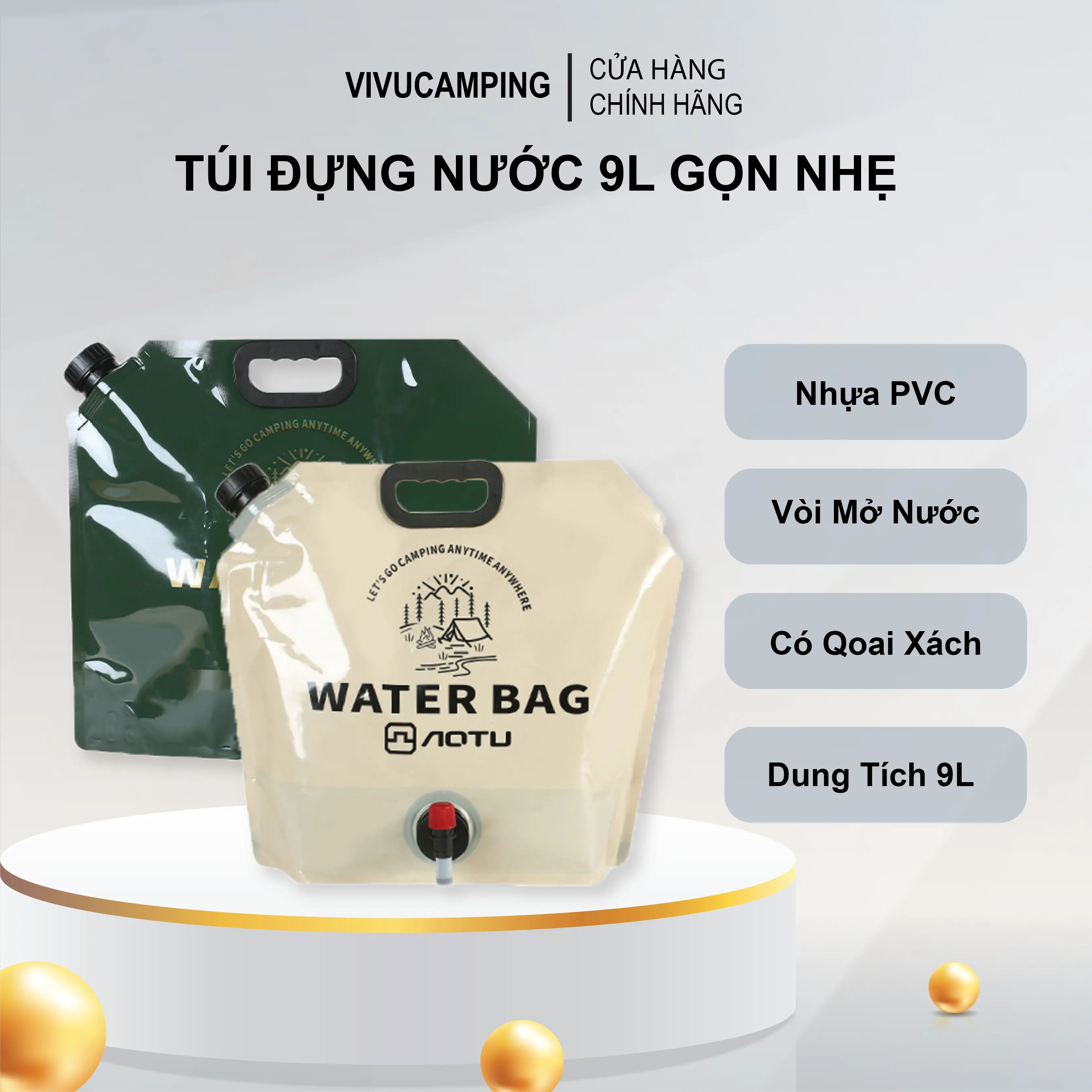 Túi Đựng Nước Vivucamping 9L Gọn Nhẹ, Phù Hợp Cắm Trại, Đi Phượt