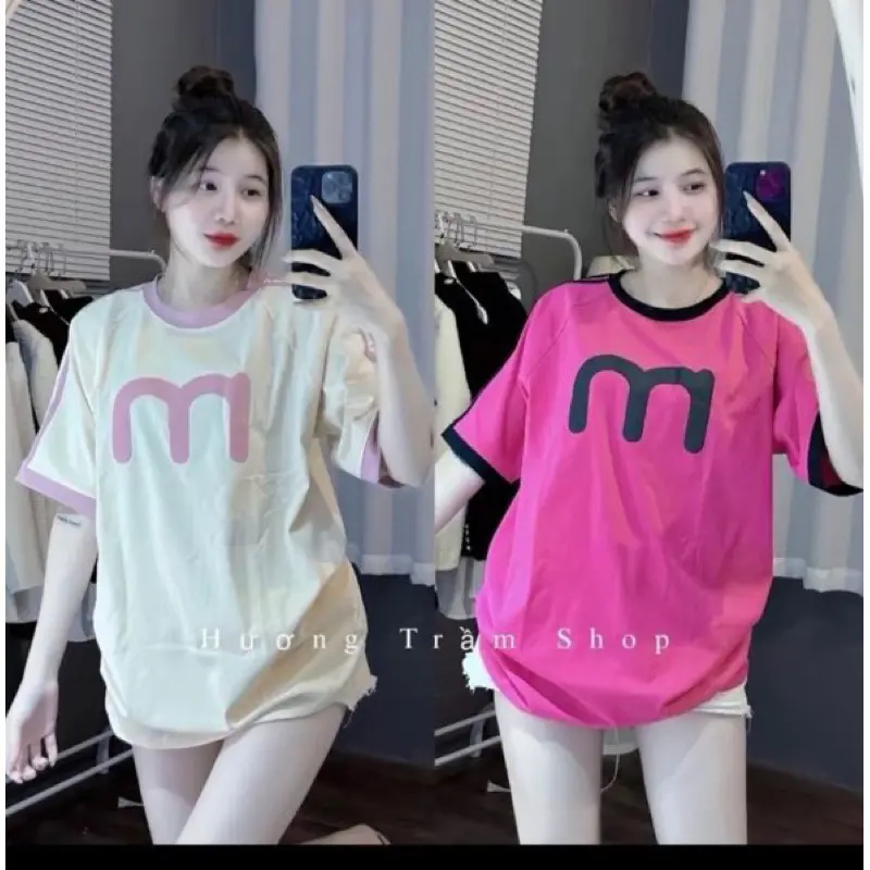 Áo phông chữ M from rộng chất cotton mặc mát mùa hè, áp phông nữ hottrend basic phối đồ đẹp