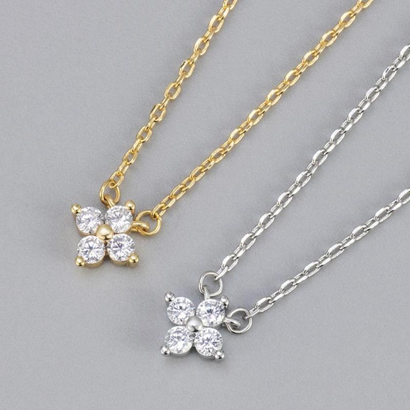 Vòng Cổ Hoa Cỏ Bốn Lá, Phong Cách Cổ Điển Mặt Dây Chuyền Lấp Lánh Nhấp Nháy, Dây Chuyền Xương Đòn Sang Trọng Giá Cả Phải Chăng, Quà Tặng Phong Cách Ins, Dành Cho Bé Gái 6