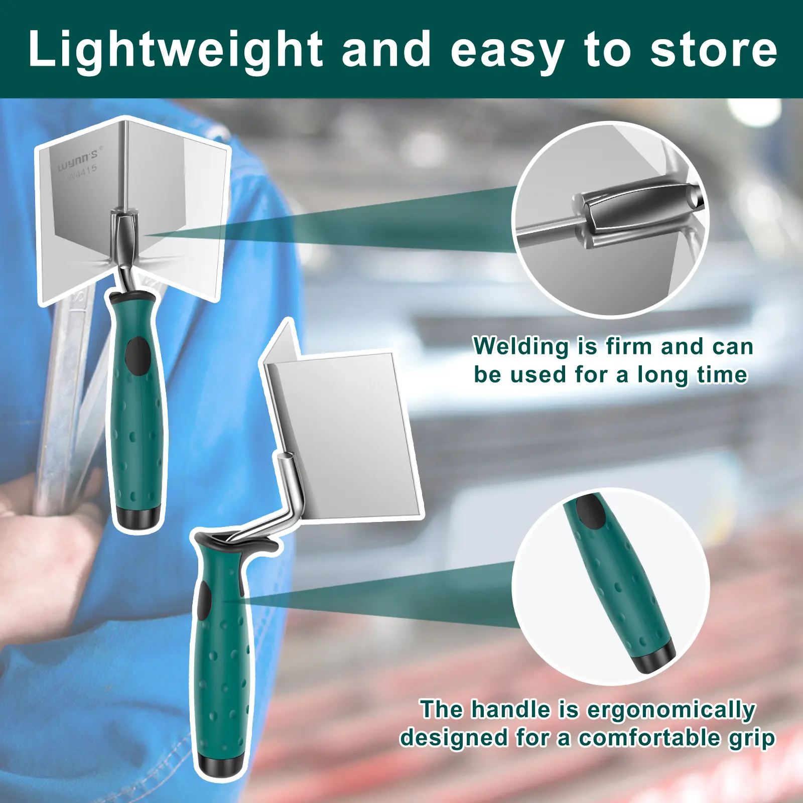 2Pcs Drywall Corner Tool Set 3inch Stainless Steel External Corner Trowel and Internal Corner Trowel Drywall Outside Corner Knife with Rubber Grip for Corner Finishing h552S