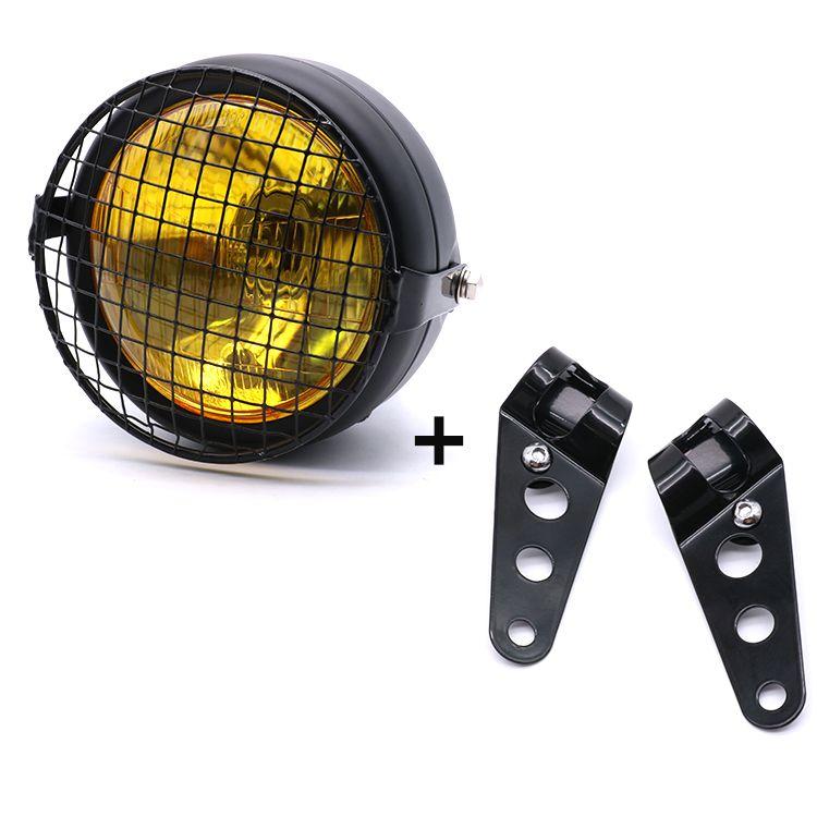 Đèn Pha Cổ Điển Sửa Đổi Cho Xe Máy CG125, Đèn Trước Cổ Điển GN125, Vỏ Sắt, Đèn Chùm Cao Thấp Màu Đen, Đèn Tròn 4