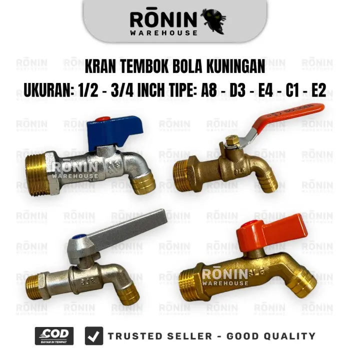 SOLIGEN Kran Tembok Bola Kuningan 1/2 3/4" A8D3E4C1E2 Keran Air Taman Kotak