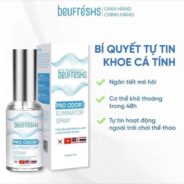 Xịt Khử Mùi Hôi Nách Beufresh 30ml - Ngăn Ngừa Tiết Mồ Hôi Nách Tay Chân