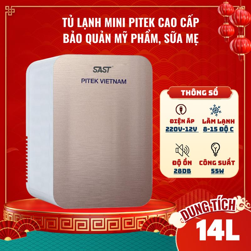 Tủ lạnh mini PITEK bảo quản mỹ phẩm, trữ sữa, trái cây có dung tích 14L - Bảo hành công trọn đời