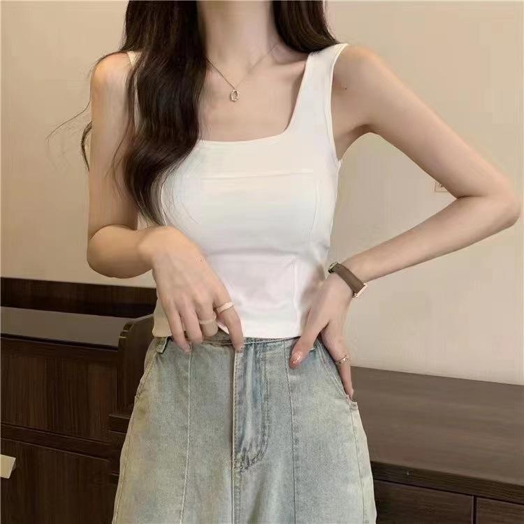 Product Introduction of Korean Style All-Match Sweet Hot Girl Sleeveless Slim Fit Four Seasons Camisole Women with Chest Pad Inner Wear Outer Wear Bottoming Top Women 6