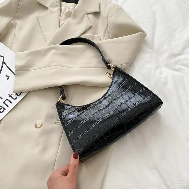 Fashion PU Leather Bags for Women Alligator Pattern Armpit Handbag Female Small Underarm Messenger Bag Purse 7
