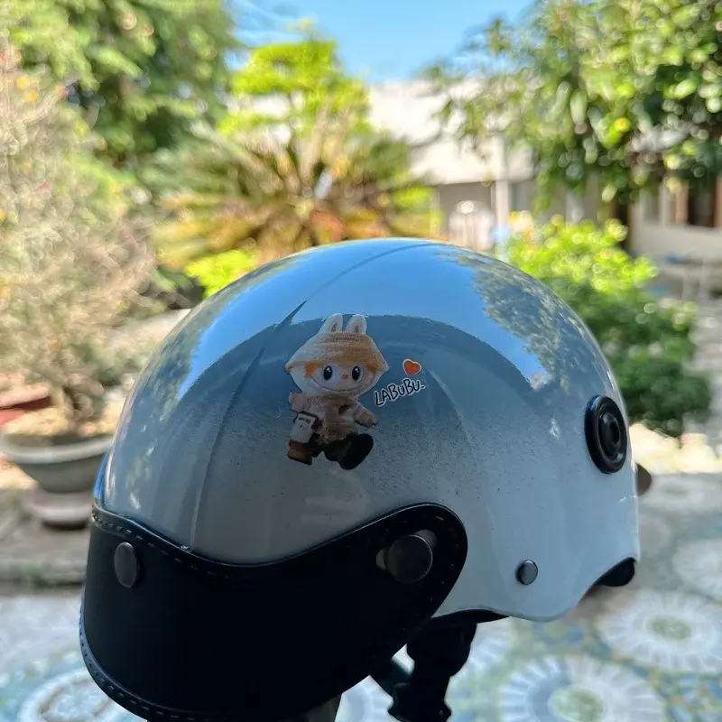 Nón bảo hiểm nửa đầu 1/2 dành cho cả nam lẫn nữ, in hình Labubu dễ thương,Freesize(54-58)cm Helmet motorcycle mu fullface mũ 3/4 mubaohiem gi hpro chinh