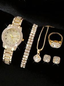 Conjunto de reloj y joyería elegante para mujer, conjunto de reloj y joyería para fiestas, adorno para la vestimenta diaria, joyería moderna que combina con todo y exquisita, ideal como regalo de cumpleaños
