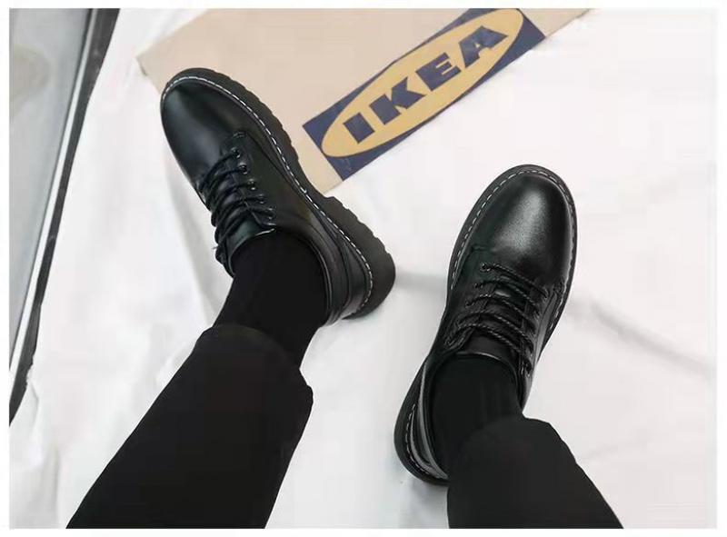 Product Introduction of Leather shoes men's all-match casual height increasing insole shoes men's black student youth leather shoes 18