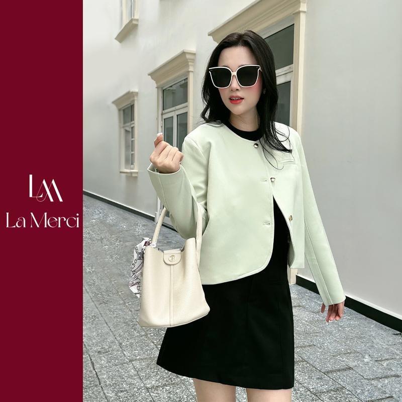 Áo khoác Blazer cổ tròn khuy đồng một túi trước - BL08 LA MERCI áo khoác ngoài