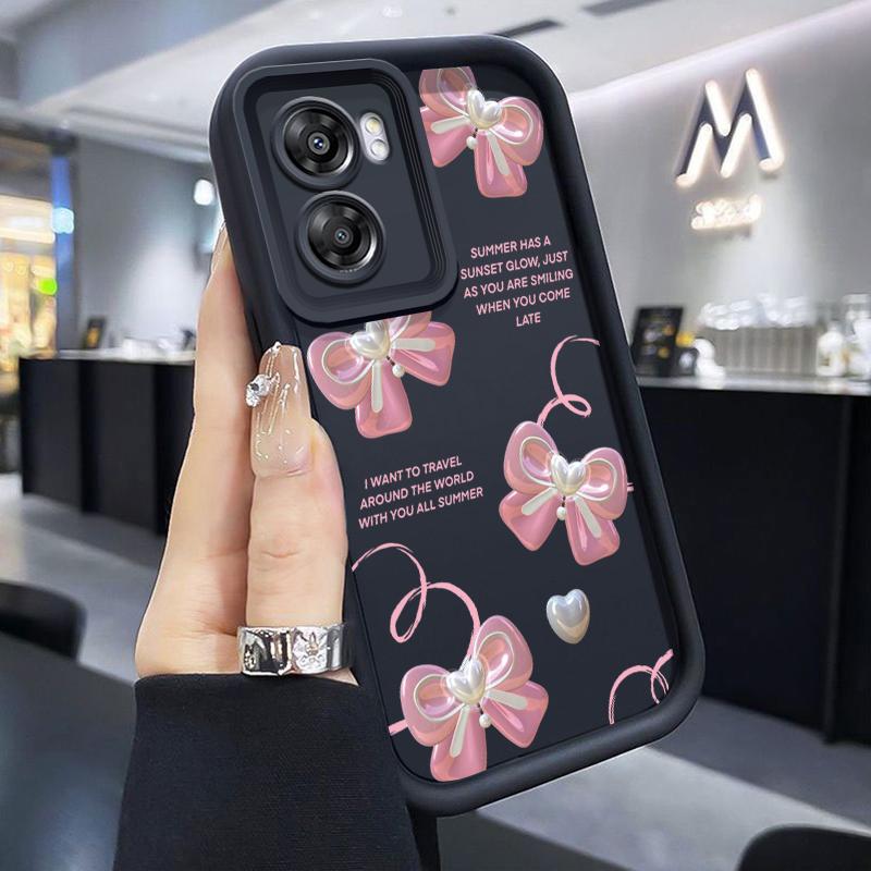  Ốp Lưng Áp dụng cho OPPO A57 2022 A77 2022 A57s A57e A77s Ốp trường hợp Hồng Bowknot trường hình Silicone softcase trường chống rơi trường hợp Ốp 