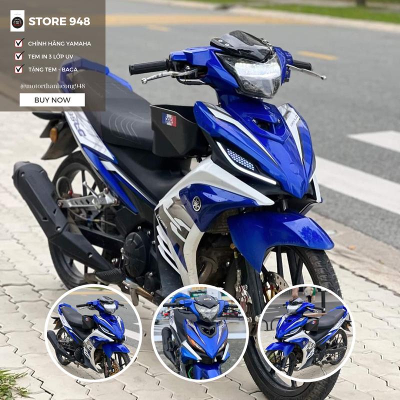Dàn áo Exciter 135 Xanh Trắng mẫu LC - Tặng Tem Baga Phụ Kiện Phụ Tùng Sticker Decal Nhãn Dán