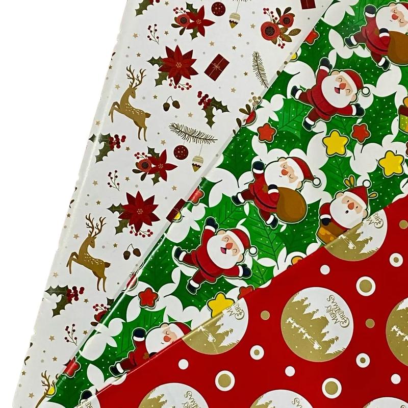 20pcs 25pcs or 50pcs Christmas Glossy Gift Wrapper Assorted Designs ...
