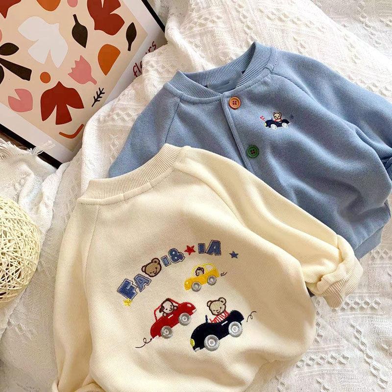 Product Introduction of Kot Musim Bunga, Rekaan Beruang Kartun Budak Lelaki, Sulaman Kereta, Kardigan Berkait, untuk Bayi dan Kanak-kanak, Ketibaan Baru dari Miki Jepun 27