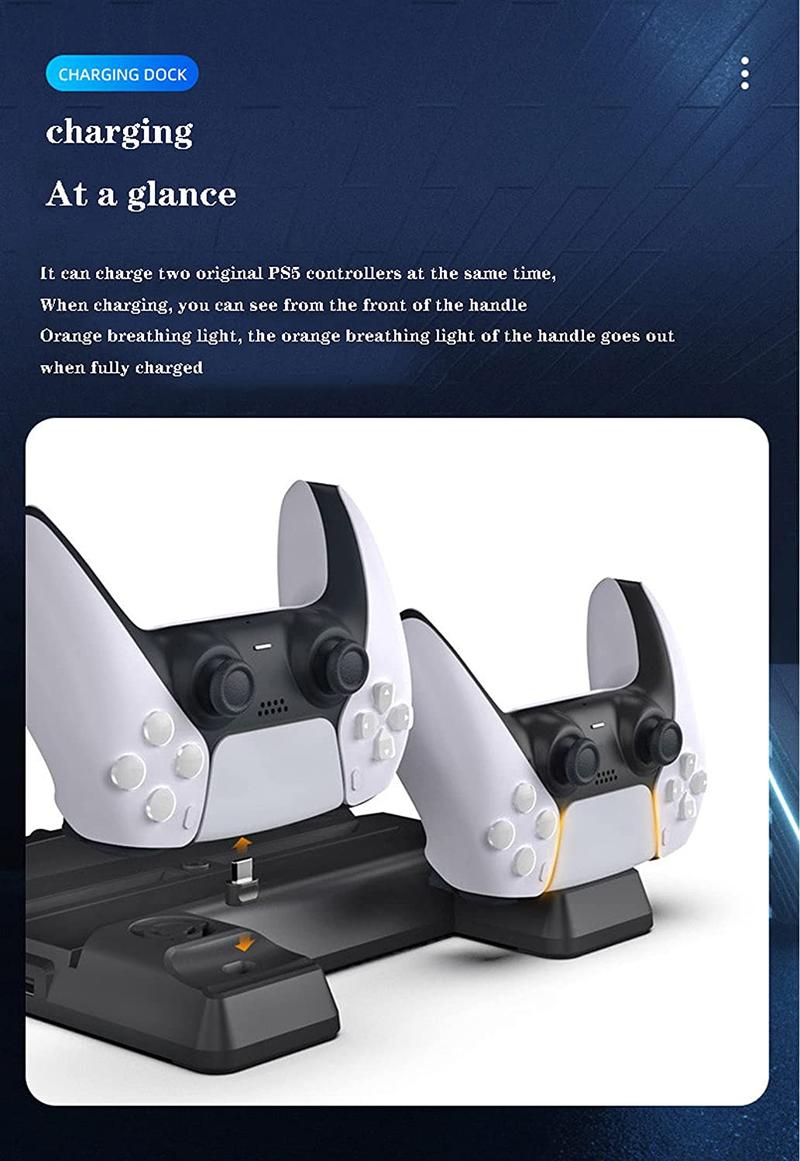 Product Introduction of TP5-0593 P5 Charger Cooling Stand Fan Charging Dock Station With Disc rack Accessories Console 13