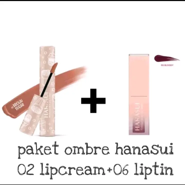 Paket Ombre Hanasui/ 02/06 Lipstick Boba Lipcream 1