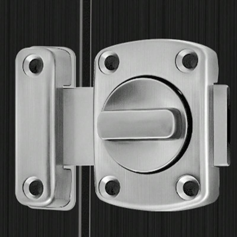 Rotating Push-type Door Lock, Multipurpose Stainless Steel Door Lock, Thickened Door Lock Buckles for Home, Office, Hotel, Apartment 2