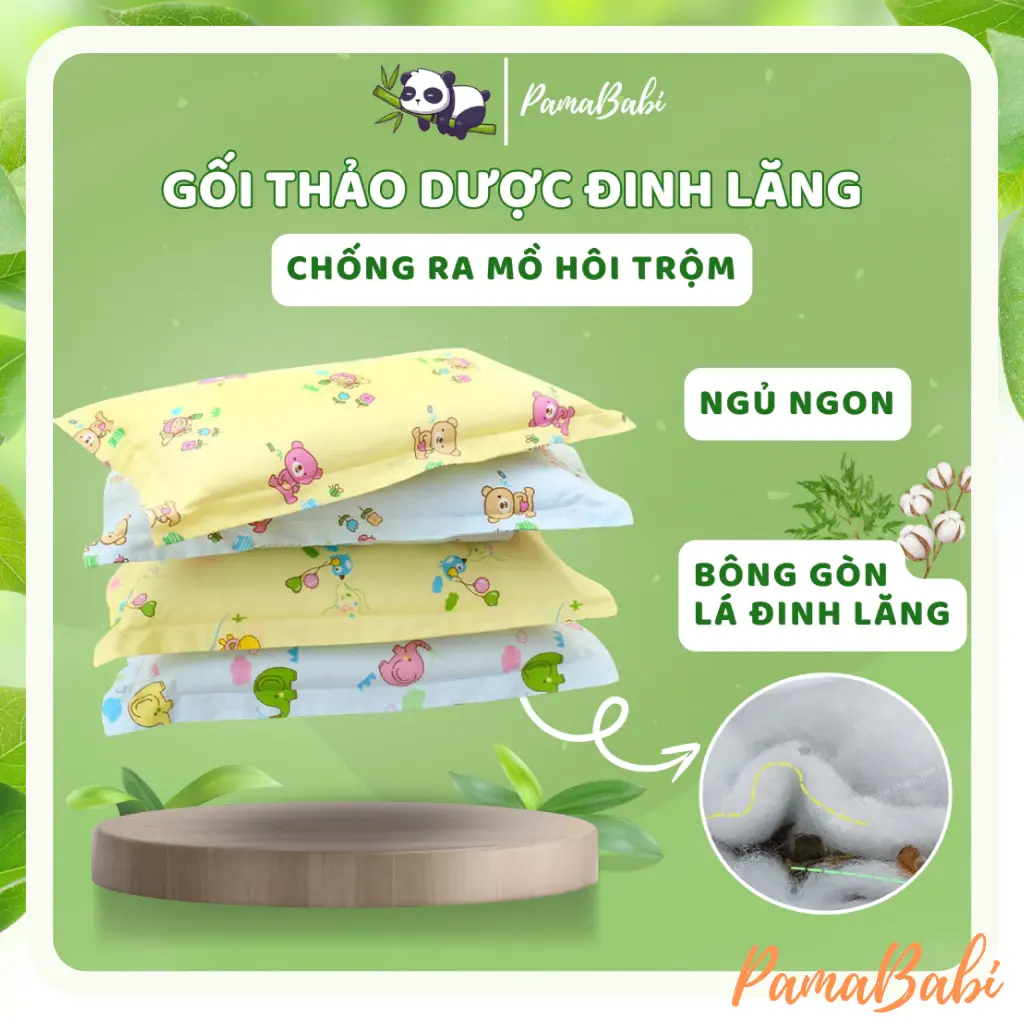 [TẶNG QUÀ XỊN] Combo 2 Chiếc Gối Thảo Dược Đinh Lăng Cao Cấp Cho Bé Ngủ Ngon - Thấm hút mồ hôi đầu cho bé gối  chobé lá