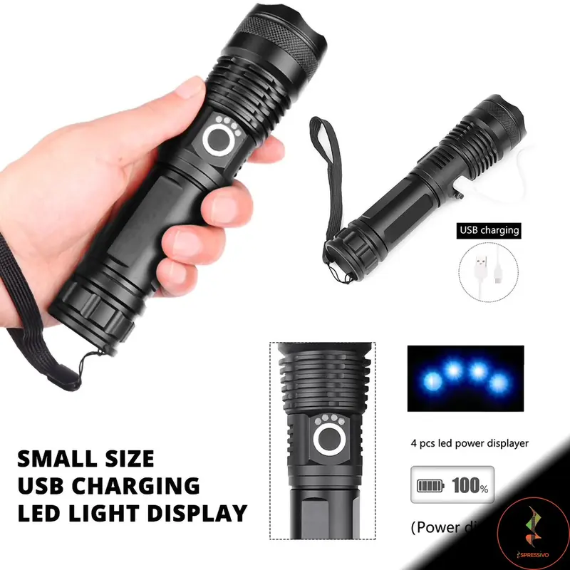 Senter LED XHP 50 ultrafire Usb-C Cree Compact baterai 18650 / 26650 rechargeable 4