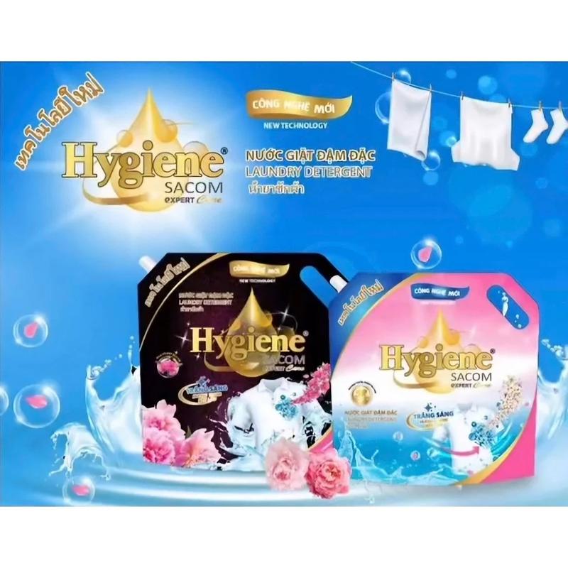 (Trợ giá) Combo 2 Túi Nước Giặt Hygiene Sacom Việt Nam 1.8L - Công nghệ Thái Lan - Hương Nước Hoa Dịu Nhẹ - An Toàn Cho Da - Lưu Hương 48 Tiếng - Làm Sạch 7