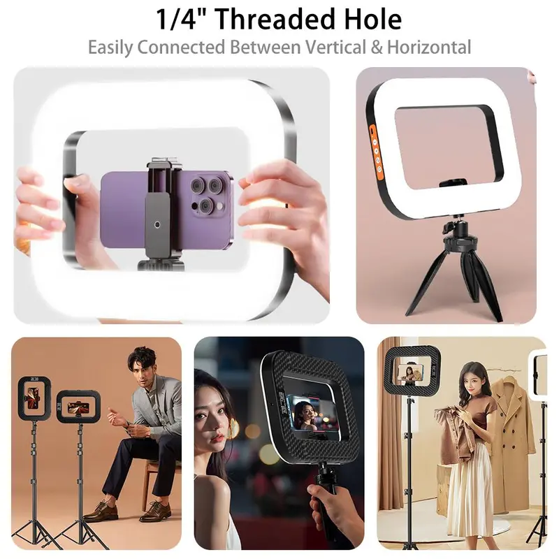 Portable Selfie LED Light with Tripod, Modern Handheld Stabilizer with Ring Light, Photographic Fill Light Equipment, Selfie Light for Live Streaming & Video Recording, Selfie Accessories, Photographic Kit, LED Fill Lights 7