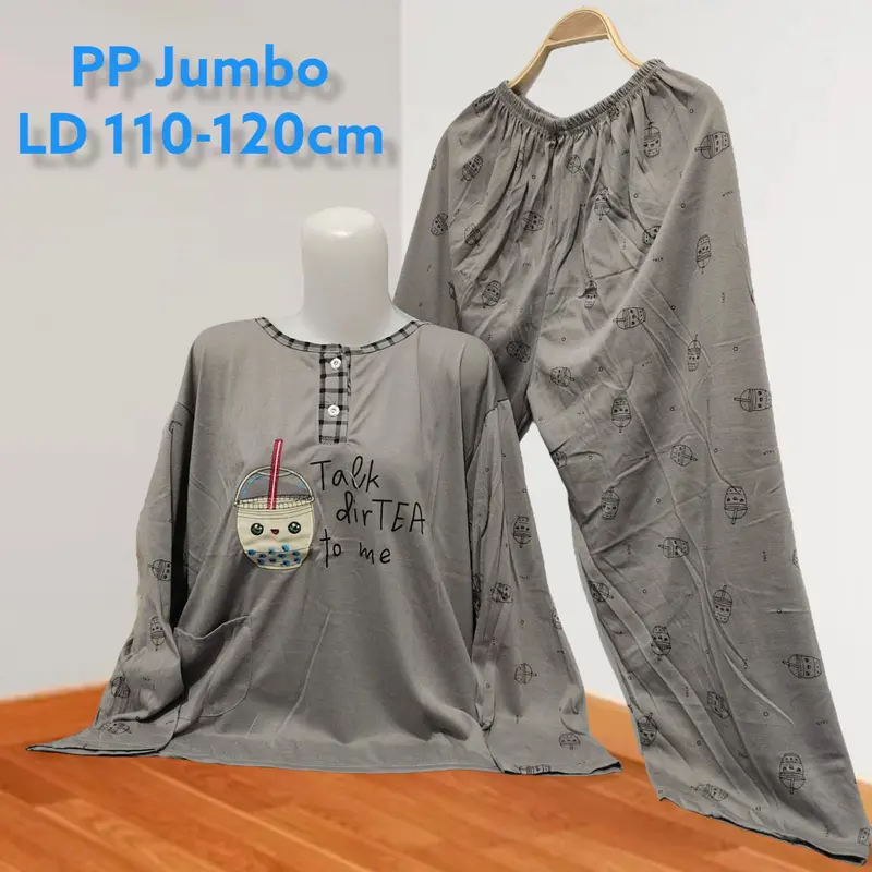 135000 3pcs/setelan pp jumbo wanita/bahan tebal piyama dewasa jumbo random  Bunga Baju Busui 3