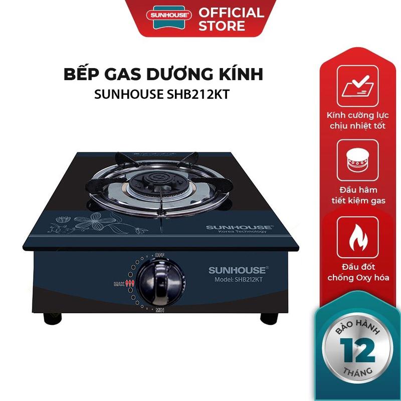 Bếp gas dương đơn kính họng thường SUNHOUSE SHB212KT - Hàng chính hãng - Bảo hành 12 tháng