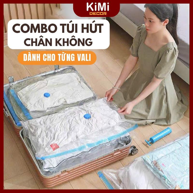 Combo Túi Hút chân không để vali. Túi hút chân không gọn quần áo tăng không…