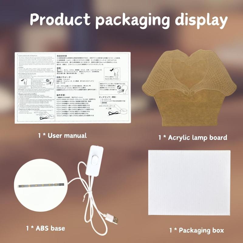 3D Heart Shaped LED Night Light, USB Powered Desktop Atmosphere Light, Creative Night Lamp for Bedroom Home Room Decor 6