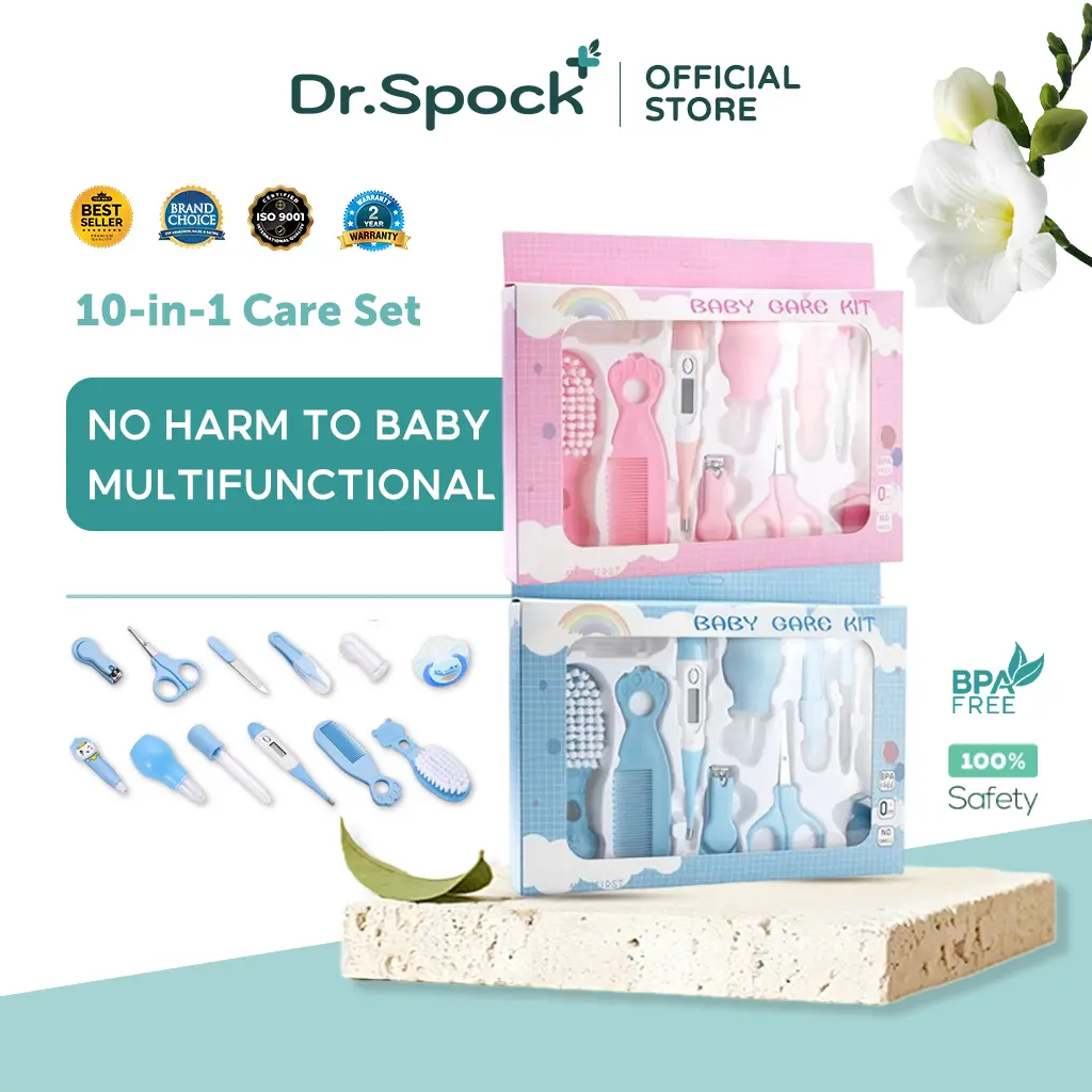 Dr.Spock 10 in 1 Baby Care Kit Set Termo Alat Perawatan Bayi Termometer Sisir Gunting Pembersih Kuku Bayi Hadiah Lahiran Newborn Gift BCK02