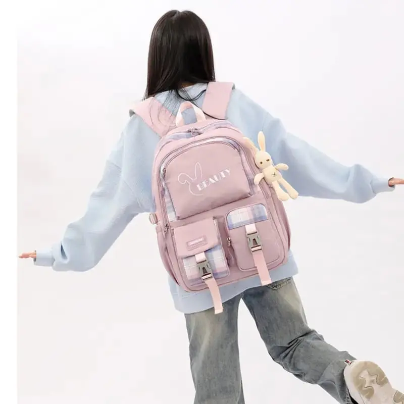 Ransel Wanita Korean Style Tas Anak Perempuan Kekinian Gratis Botol Minum Kaca Fashion 7