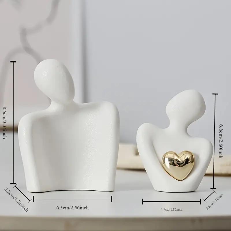 Product Introduction of Modern Ceramic Hugging Love Statues, 2 Pairs Heart Shaped Decoration, Romantic Gift, Suitable for Bedroom Office, Living Room Decoration, Valentine's Day Gift Idea 1