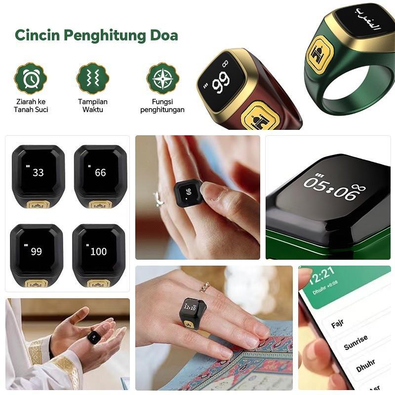 Cincin Tasbih Digital Smart Zikr Ring LED Display Bluetooth Tasbeeh Counter Tahan Air 3