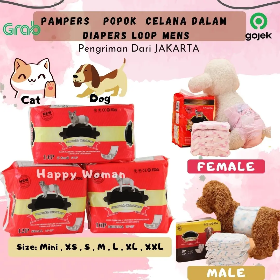Pampers Hewan Pampers Anjing Kucing Popok Anjing Jantan Betina Popok Kucing Popok Celana Dalam Diapers Loop Mens