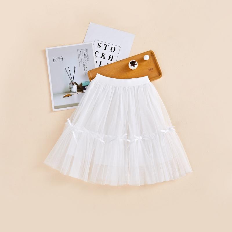 Girls Skirts Fashion Summer Bow Decorated Princess Puffy Mesh Mid-length Skirts Baby Clothes 2