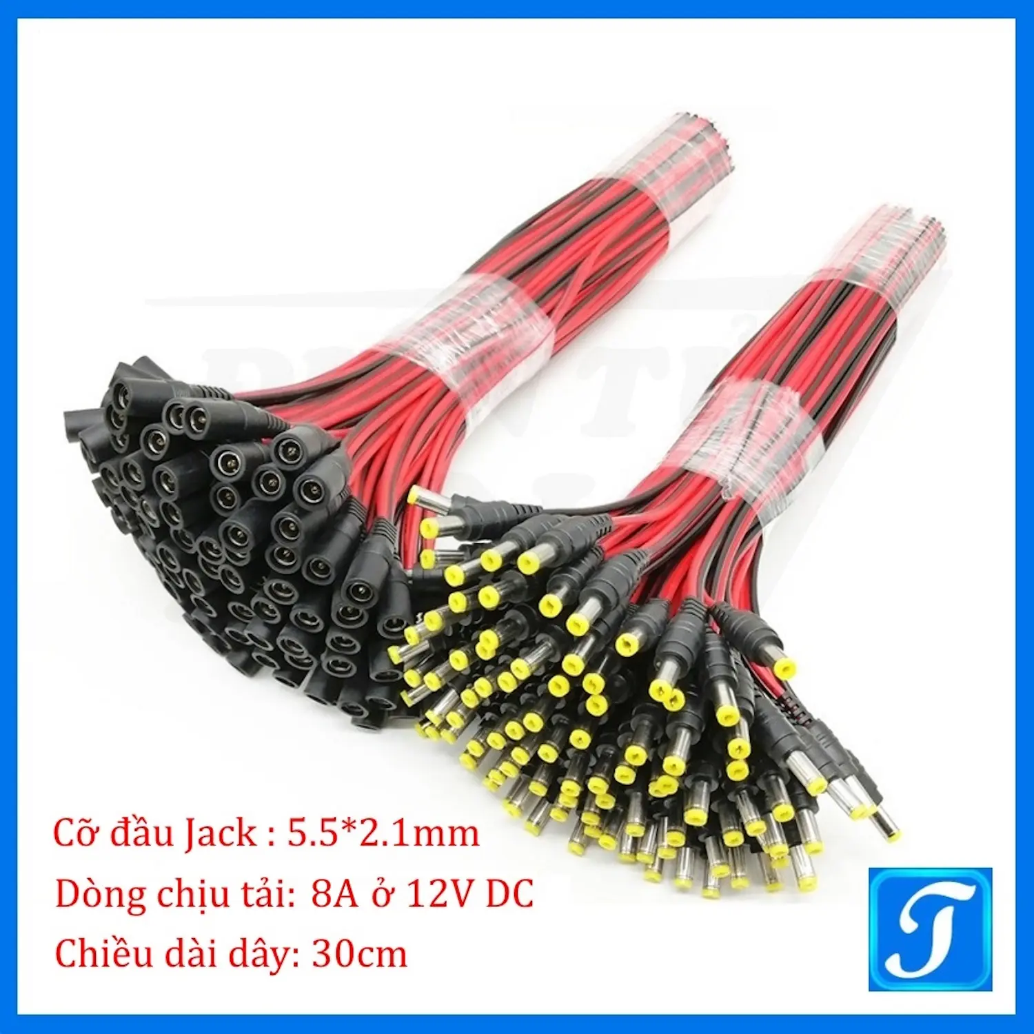 Jack Nguồn DC 12V 8A Lõi Đồng 0.75mm / Đầu Nối 5.5x2.1mm Có Dây / Cáp Sợi Đực Cái tùy chọn