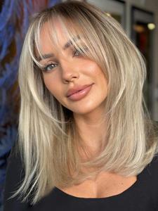 10 Inch Straight Hair Topper with Hair Clip, Natural Looking Gorgeous Fluffy Wigs for Women, Synthetic Wigs with Air Bang for Party, Daily Use