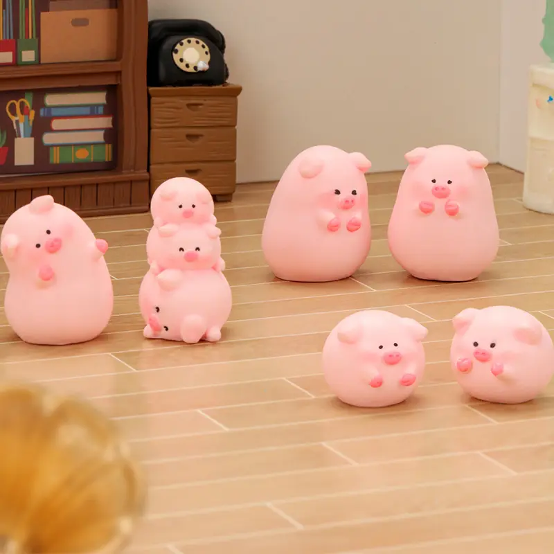 Hiasan Mini, Patung Babi Kartun, Rekaan Comel, Saiz Mini, Sesuai untuk Hiasan Mikro Landskap, Dalaman Kereta, Hiasan Desktop Rumah