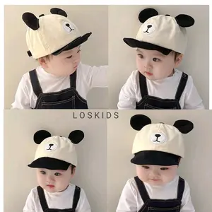 Bayi memuncak topi musim semi dan musim gugur bayi kartun beruang topi bisbol laki-laki dan perempuan bayi musim semi tamasya topi kerai Cewek Hitam Cewek Hitam