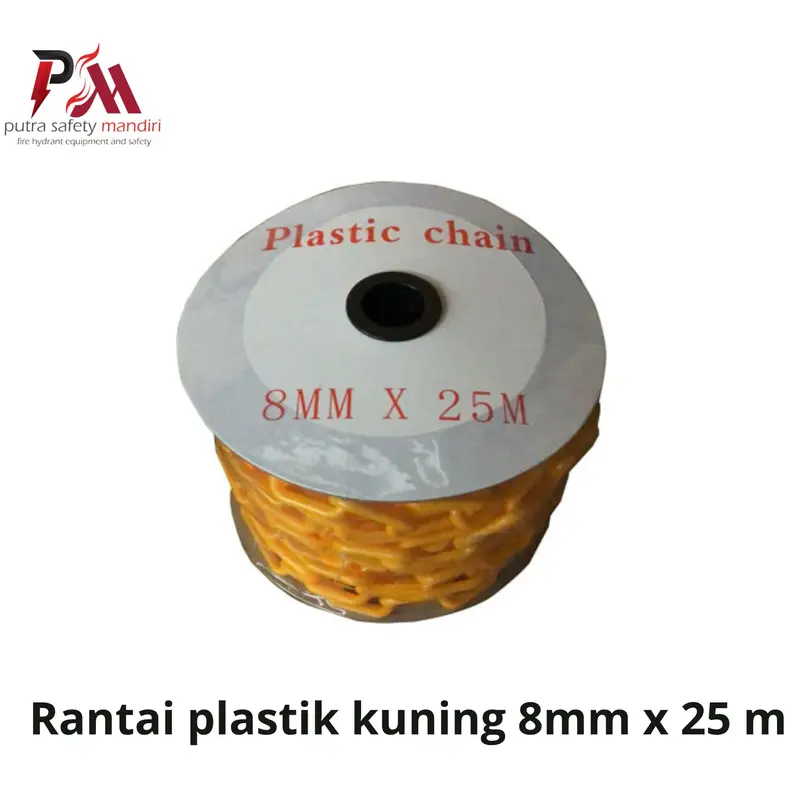 PLASTIC CHAIN YELLOW RANTAI PLASTIK KUNING SIZE 8MM X 25 METER PENGHUBUNG ANTAR TRAFFIC CONE 0