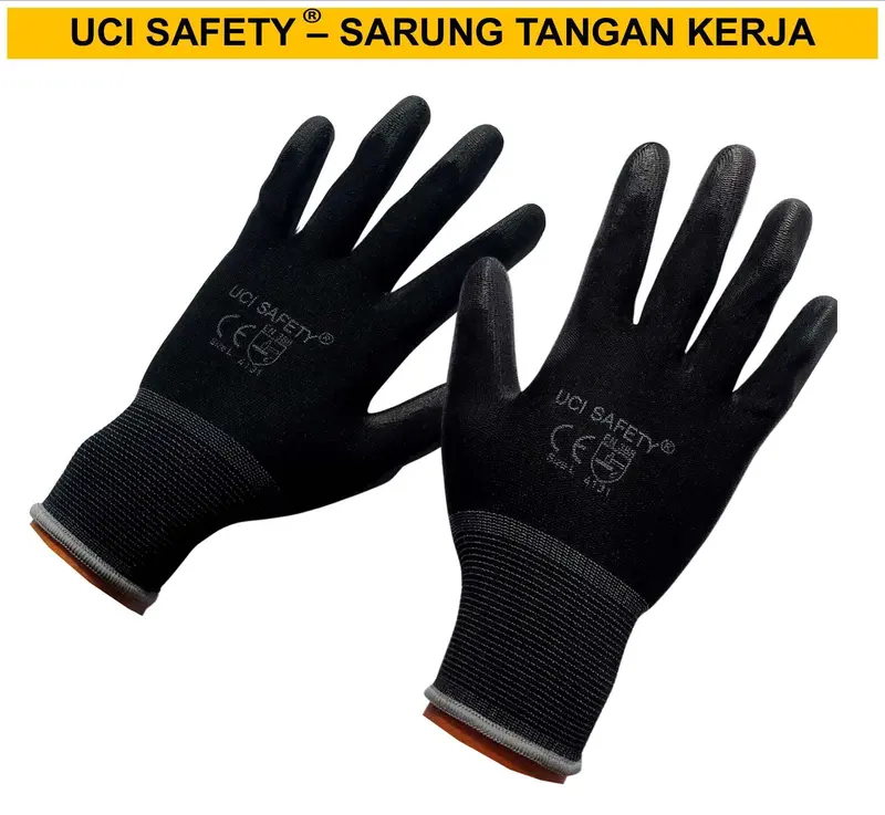Sarung Tangan Multi Purpose Kerja Uci Safety Safety Gloves Static Motor otomotif Coating Karet Packing Statis Multitask Palmfit Proyek Satpam Anti Slip Industri Pabrik Polyurethane 4
