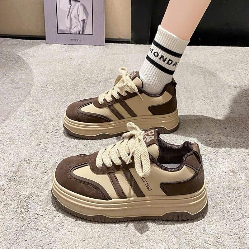 Giày nữ thể thao đế cao 4cm 2 sọc Since 1995 T824 mã A-5