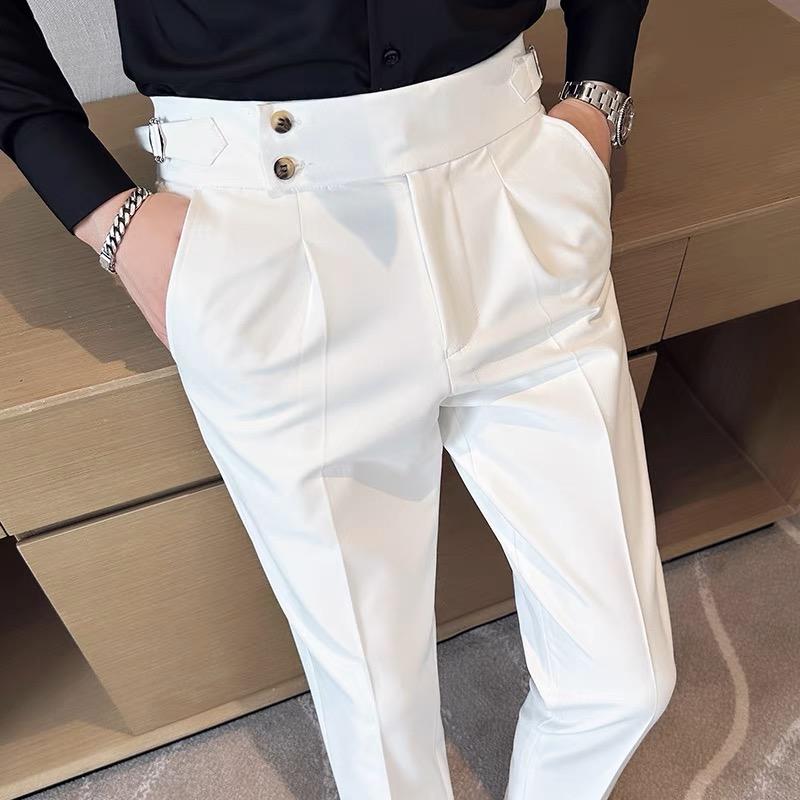Quần âu nam cạp cao sidetab 2 khuy công sở quần tây nam dáng ôm baggy đẹp ,vải chéo dày cao cấp thời trang Freesize Menswear Pants quần âu quần dài có thể giặt máy