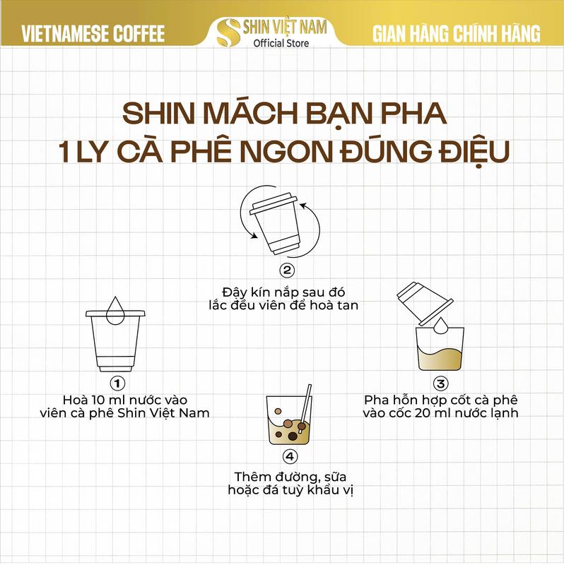 COMBO 24 VIÊN Cafe hòa tan nguyên chất MIX 6 Cấp Độ cà  phê - Shin Coffee 4