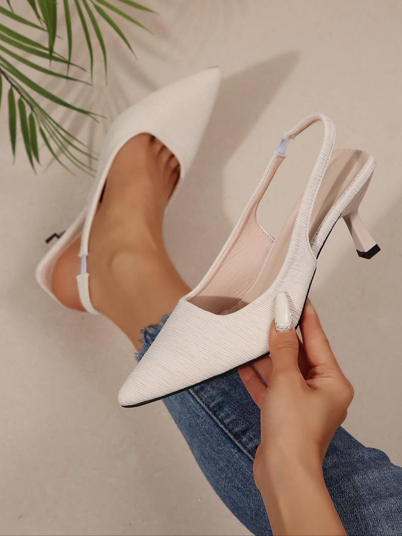 Product Introduction of Women's Fashionable Solid Color Stiletto Heeled Sandals, Elegant Pointed Toe High Heel Sandals for Party, Daily Clothing Decor for Women & Girls, Footwear 1