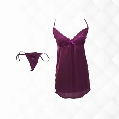 PARIS Baju Tidur Model Renda Gaun Malam Tanpa Lengan Serat Mesh Eksotis 1028 0