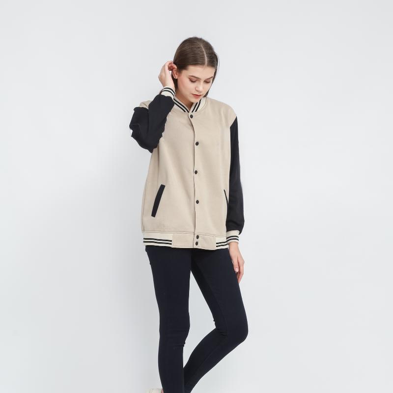 JAKET VARSITY DENIM COMBI CREAM  FLEECE TEBAL FULL BORDIR / VARSITY 05 FULL TAQ ORIGINAL / JAKET BASEBALL UNISEX 8