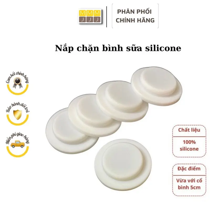 Nắp chặn sữa silicon thay thế nắp trữ sữa, phù hợp các bình cổ rộng 5cm-minjeebaby