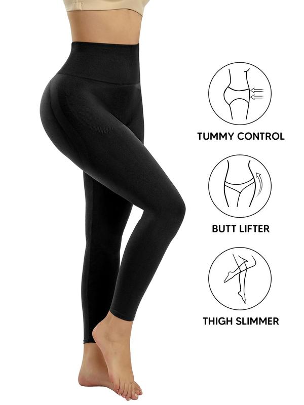 Plus Size High Waist Butt Lifting Shapewear Leggings, High Stretch Seamless Tummy Control Leggings, Women's Shapewear Bottoms For Summer Spring Fall 8